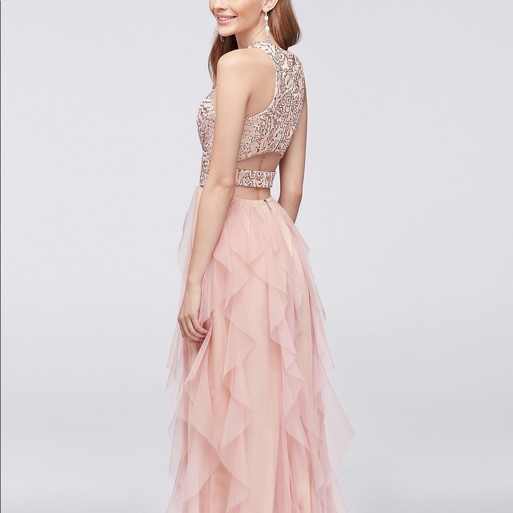 Speechless Sequin Bodice and Ruffle Skirt Gown